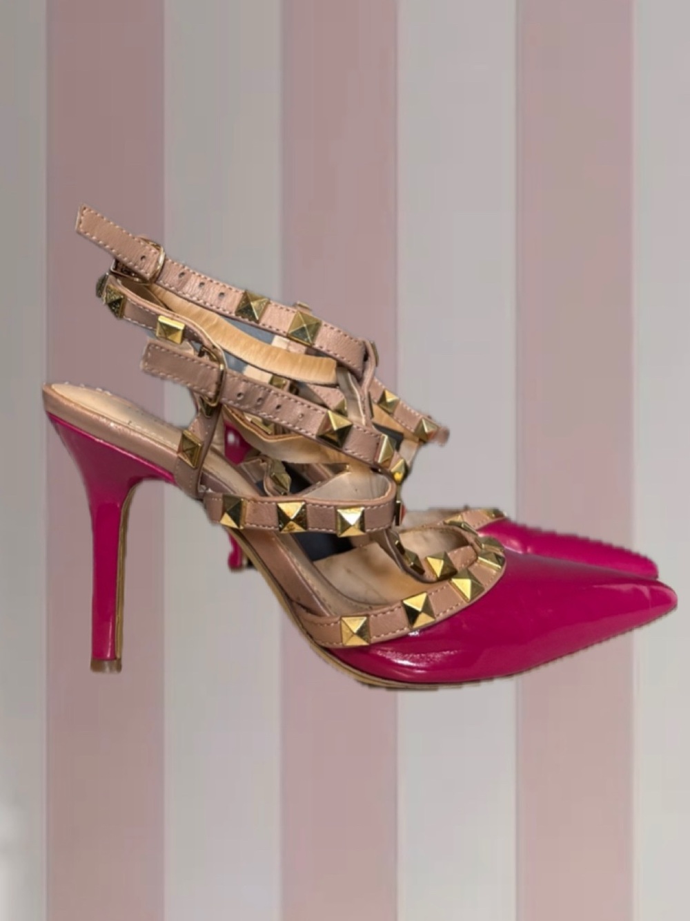 BCBG Y2K 2010 Studded Pink/Beige Heels